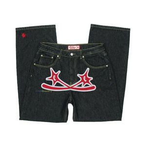 Jeans da donna Loose Rock Uomo e donna Y2K Hip hop Stampa gotica Ins Fall Street Harajuku Coppie Casual Multi tasca Nero 230209
