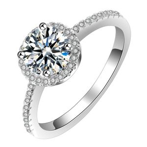 Solitaire Ring Classic All Star Goldplated Wedding Proposal 1 25 CT Set With Zircon Simation Diamond Female Jewelry Drop Dhhze