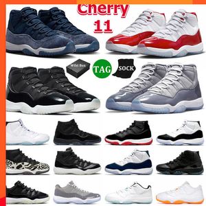 2023 Outdoor Top OG z pudełkiem 11 Cherry Basketball Buty Mężczyźni Kobiety 11s Midnight granatowy chłodny szary hodowany jubile 25. rocznica Low 72-10 Legend Blue Mens