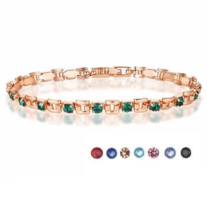 Link Chain 9 Color Women Girls Pink/Green/White/Red/Blue Cubic Zircon Stone Bracelets Wrist Square Shaped Bracelets G230208