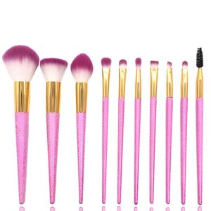 Pędzle do makijażu 10pc Pink uchwyt Zestaw Foundation Mieszanie Power Crease Pędzel kosmetyczny Beauty Make Up Tool