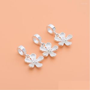 Pendenti e ciondoli Ciondolo fiore S925 Sterling Sier Accessori per gioielli Fatti a mano Fai da te String Perline Materiale Consegna di goccia 202 Dhnbq