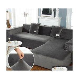 Stuhlhussen Plüschsofa Ers für Wohnzimmer Veet Elastic Corner Sectional Couch Love Seat Er Set Sessel L-Form Möbel Sliper D Dhxmw