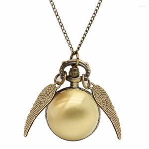 Pocket Watches 500 st/Lot Wings Ball Vintage Watch Sweater Chain Flip Quartz present till julförsäljning