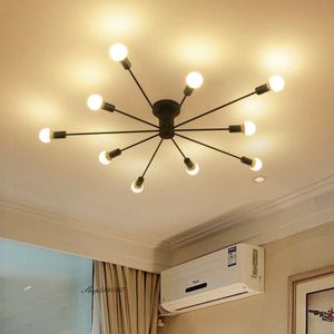 Lights Nordic Simple Light Black Iron Hanging Ceiling Lamp for Living Kitchen Dining Room Suspension Luminaire E27 Fixture 0209