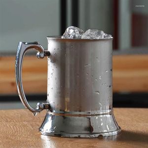 Tazze 1pc tazza di birra in acciaio inossidabile campeggio all'aperto tè occidentale caffè con manico bicchieri d'acqua portatili isolati