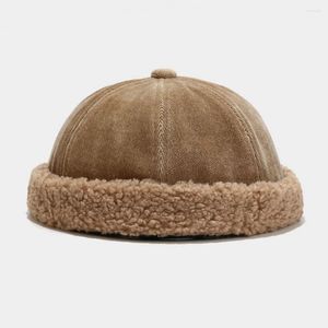 Berets Thermal Hat Solid Color Autumn Winter Keep Warm Pure No Brim Skull Beanie Daily Wear