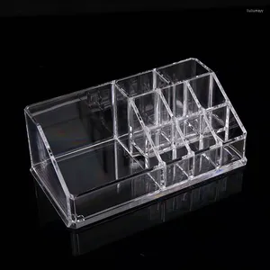 Caixas de armazenamento 9 Caixa de maquiagem acrílica Grid Caixa de batom cosmético Lipstick Jewelry Stand Stand Stand Make