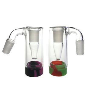 Bong per narghilè in vetro maschio da 3 pollici da 14 mm con contenitore in silicone colorato Recuperatore di ceneri in Pyrex spesso Tubi per fumare l'acqua