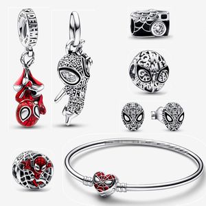 Srebrny pająk zawieszka charms bransoletki projektant biżuterii DIY fit bransoletka w stylu Pandora zakochani kolczyki bransoletka koraliki