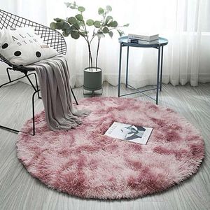 Carpets European Fluffy Round Rug For Living Room Decor Solid Color Home Bedroom Long Plush Floor Mats Area Vloerklee