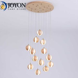 Lights LED Hanging Lighting Wood Ball Ceiling Chandeliers Kitchen Dining Modern Suspension Chandelier for Bedroom Living Room 0209