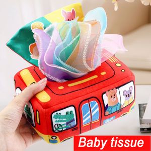 Intelligensleksaker Montessori Tissue Box Sensory Toys for Babies 6 12 månader Pull Baby Game Development 1 Year 230209