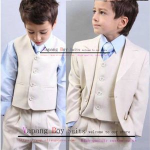 Clothing Sets Beige Boys Suit Wedding Tuxedo 3 Piece Set Jacket Vest Pants Fashion Party Clothes Blazer for Kids 216 Years Old W230210