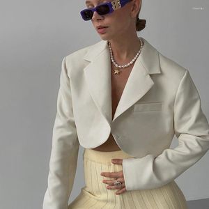 Women's Suits Women Clothing 2023 Blazers And Jackets Spring Fashion Short Coat Solid Color Cardigan White Long Sleeve Cropped Blazer Jacket