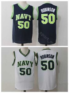 Naval Academy Navy Midshipmen College David Robinson Jersey 50 Men Basketball Team Color Blue Away White University Stitched Free Shipping