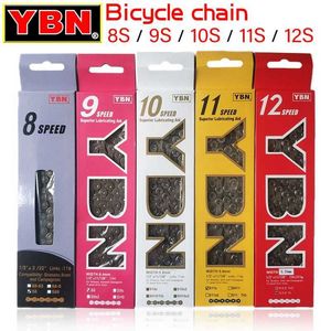 Цепочки YBN MTB Mountain Road Bike Chians 9/9/10/11 Скорость Полеванная велосипедная цепь 116/128 Связанные серебро S11S для M7000 XT 0210