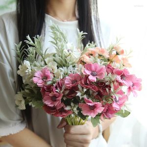 Dekorative Blumen, 1 Stück, künstliche Blume, Gänseblümchen-Blumenstrauß, Seide, Mailänder Dekor, Tisch, Haus, Garten, DIY, Hochzeit, Wandkranz