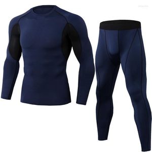 Set da corsa Tuta da allenamento sportiva attillata da uomo PRO Stretch Abbigliamento ad asciugatura rapida Pantaloni a maniche lunghe Set da palestra in due pezzi