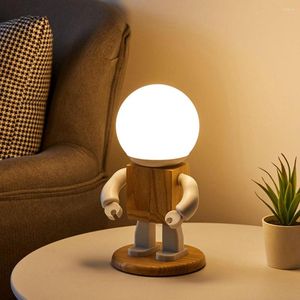 Tischlampen Kreative Roboter LED Nachtlicht USB Powered Schreibtischlampe 3 Farben Dimmbare Nachttischlampe Für Schlafzimmer Wohnzimmer Dekor Kinderspielzeug Geschenk