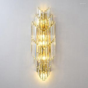 Vägglampor Luxury Nordic Style Crystal Lamp Engineering LED Light Club Bankett Hall Corridor Lights vardagsrum Bakgrund