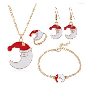 Colares pendentes 4pcs/conjunto clássico de Natal Lua Old Hom