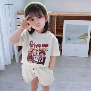 Clothing Sets Summer New Children Boys and Girls Clothes Set Cotton Printed Fashion Cute Short Sleeve TShirt Shorts 2Pcs Suit Toddler Clothes W230210