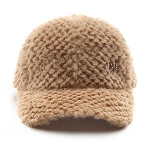 Ball Caps D T 2022 New Fashion High Quality Solid Color M Label Plush Adjustable Simple Style Outdoor Warm Solid Color Baseball Cap G230209
