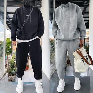 Herrspårsperioder med män 2 stycken Set Hip Hop Sports Wear Fashion Clothing Solid Color Sweatsuit Jogging Running Sweat