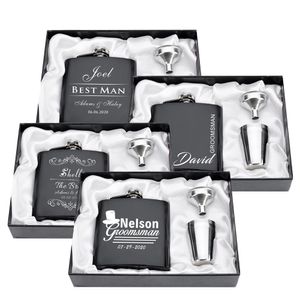 Other Festive Party Supplies Personalized Flask 6oz Hip Stainless Steel Engrave Man Groom gift White box packing Wedding Customized 230209