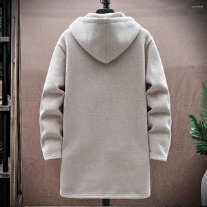 Men's Trench Coats Men Hooded Coat Soft All Match Long Sleeve Cardigan Polyester Sweater Jacket For Outdoor