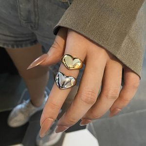 Herz-Liebesringe für Frauen und Männer, personalisierter Verlobungsschmuck, goldfarbener Edelstahl-Ring, Liebhaber, heiraten, Hochzeitsgeschenk