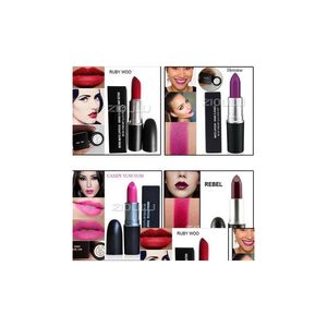 Lippenstift 10 Teile/los Berühmte Marke Schönheit Rote Lippenstifte Rebel Professionelle Make-Up Wasserdicht Lippenstift Kosmetik Batom 18 Farbe Drop Del Dh69A