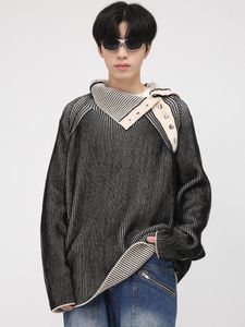 Męskie swetry syuhgfa męskie noszenie 2023 jesienne zimowe golf w paski sweter luźne koreańskie koreańskie kintted pullover