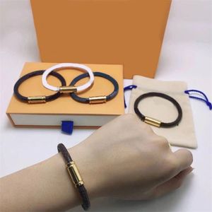 Leather bracelet luxury designer bracelets women jewelry couple brown white cjeweler bangle fashion classic casual plated gold buckle hand rope luxury bracelet