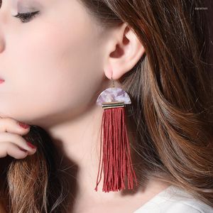 Dangle Earrings Bulk Price Red Cotton Tassel Fringe 2023 Ethnic Acrylic Long Drop for Women Jewelry