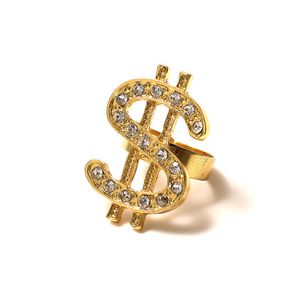 Euro-amerikansk gr￤ns￶verskridande klusterringar smycken ￶ppningsevenemang US dollar ring med diamant hip-hop tillbeh￶r trendiga m￤n ringhalsband E145