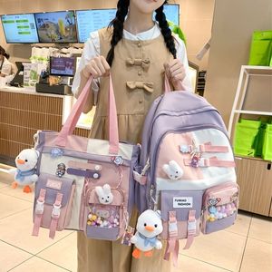 Школьные сумки милые контрастные цвета рюкзак для женщин мужской школьная сумка большая способность к плечам Стильные путешествия повседневные дневные пакеты 230210