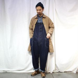 Men's Jeans Vintage Denim Overalls Mens Safari Style Solid Color Jumpsuit Pants Casual Loose Bib Trousers Men Work Cargo Drak22