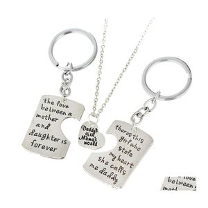 Pendant Necklaces Family Dad Mother Daughter Necklace Keychain Mothers Day Fathers Keyring Father Mom Drop Delivery Jewelry Pendants Dh2Nt