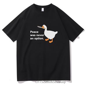 Męskie koszulki Goose Peace nigdy nie było opcją Tshirt unisex odpornej na skurcz bawełniane tee moda spokój