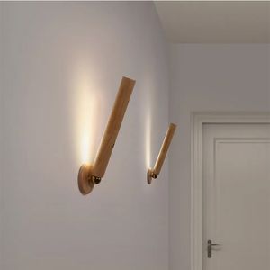 LED Night Light Bedroom wall lamp rotatable rechargeable bedside living room creative wooden corridor lamp