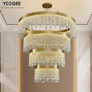 Żyrandole nowoczesne luksusowe złoty kryształowy żyrandol okrągły halowa wyspa kuchenna mieszkająca jadalnia lampa sypialnia lampa LED Home Dekoracja światła