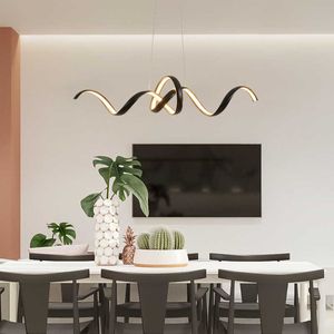 Lichten moderne aluminium stropdas vorm led plafond kroonluchters voor eettafel keuken eiland woonkamer indoor verlichting decor hangende lamp 0209