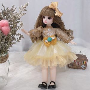 Dolls 30cm BJD Doll 12 Joints Movidores 16 meninas vestidos 3d Brown Eyes Toy com roupas Toys Kids for Girls Fils Gift 230210