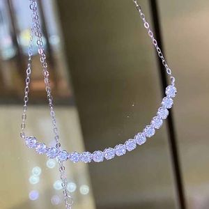 Choucong Brand Smile Pendant Simple Fashion Jewelry 925 Sterling Silver Round Cut White Topaz CZ Diamond Party Women Wedding Clavicle Necklace For Lover Gift