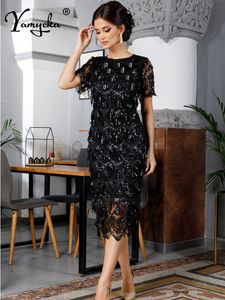 Taglie forti Abiti Sexy Nero vintage maxi abito estivo con paillettes donna elegante club abiti da festa lunghi aderenti ufficio donna abiti da sera abiti HL 230210