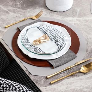 Plates Modern El Creative Steak Western Tableware Soft Outfit Set Red White And Gray Special Shaped Glass Plate Dinner Service