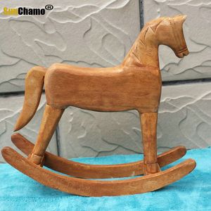 Dekorativa föremål Figurer Creative Carving Wood Rocking Horse Diy Handmade Craft For Children Barn Bidds Birthday Decoration Gift Wedding Home Decor 230210