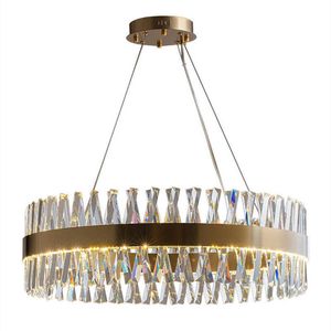 Ljus Ny lyx Transparent Crystal Tak ljuskrona för levande matsal Kök Modernt guld inomhusbelysning Pendant Lamp 0209